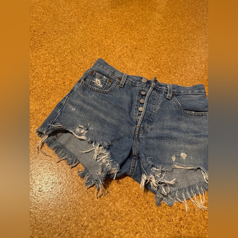 Distressed Blue Denim Shorts